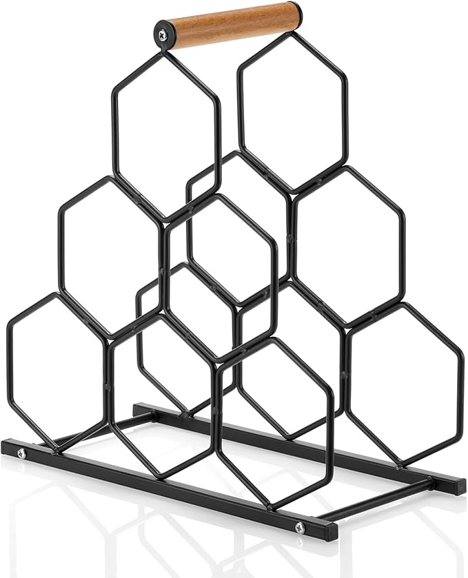 Small Black Wine Rack 6 Bottle Holder Countertop - Modern Metal Wire Wine Storage for Counter Top Table Top Coffee Bar Kitchen