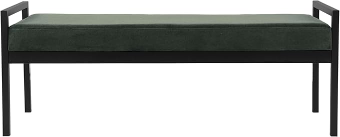 HomePop Modern Velvet Metal Bench| Modern Bench with Metal Leg | Bench for Living Room & Bedroom | Decorative Home Furniture - Loden Green Velvet
