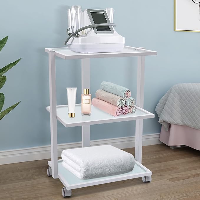 3 Tier Cart Rolling Storage Cart with 4 Universal Wheels Metal Glass Hair Beauty Salon Spa Treatment Serving Cart Bar Dining Room Kitchen Tea Wine Holder Display Serving Cart Furniture Home