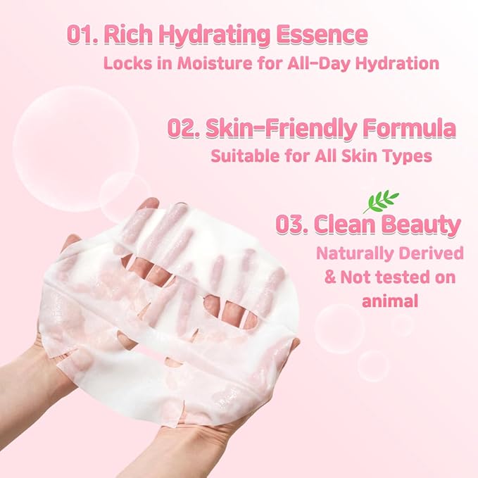 [MASK ON] Korean Moisturizing Face Masks Skincare (20 PACK) – Hydrating & Anti-aging Daily Care Facial Mask Bulk for All Skin Type with 10 Natural Ingredients - Great for Self care & Gift Box