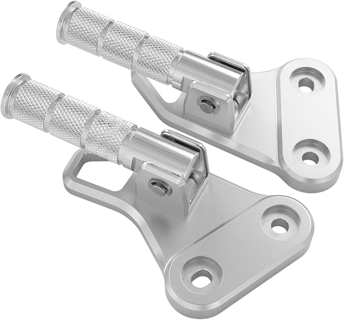 Motorcycle Passenger Footpegs C125 Aluminum Foldable Foot Pegs Rear Footrest Pedals Bracket for Honda Super Cub C125 C 125 JA48 JA58 JA71 2018-2025 (Silver)