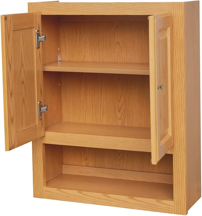 Economy Golden Oak Raised Panel Bathroom Wall Cabinet