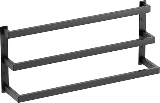 SEIDO 20 Inch 3-Tier Towel Rack, Heavy Duty Square Ladder Design Towel Bar Wall Mounted, Matte Black 304 Stainless Steel Rustproof Towel Holder for Bathroom, Kitchen, Laundry