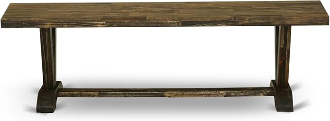 East West Furniture VB776 V-Style Mid Century Modern Dining Bench with Wooden Seat, 60x15x18 Inch, Multi-Color