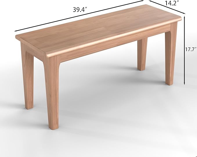 Dining Bench 39.4" Solid Oak Wooden Bed End＆Entryway Bench for Living Room Bedroom Kitchen(Nature)
