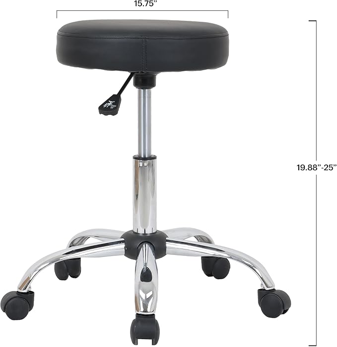 Amazon Basics Drafting Spa Bar Stool with Wheels, Height Adjustable Swivel Seat, Easy to Move, Black, 22.05" x 22.83" x 19.88"