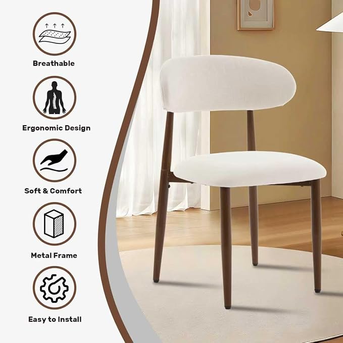 6-Piece Mid-Century Modern Dining Table Set, 63" Walnut Rectangular Table with 4 Dining Chairs & Bench, Dining & Kitchen Room Set for 6, Space-Saving Rustic Dining Set, Beige