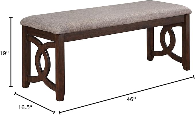 New Classic Furniture Gia Upholstered Dining Bench, Cherry Brown