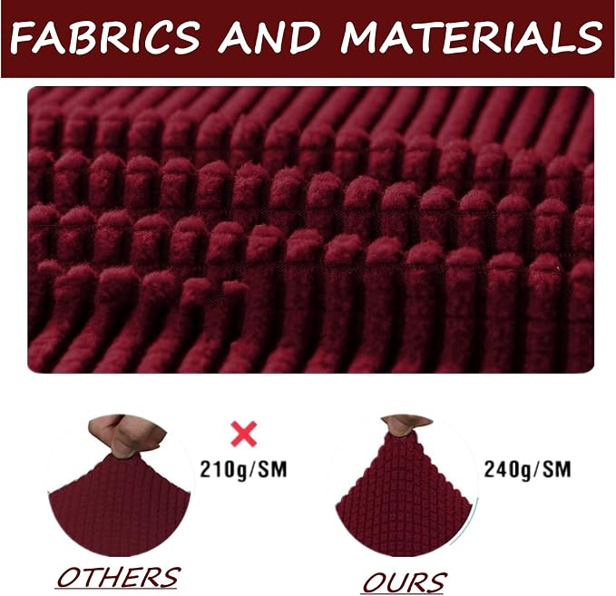 Stretch Ottoman Slipcover – Round Furniture Protector Fits 24"-29" Dia, for Footrests, Storage Ottomans & Folding Stools – Elastic Fabric Cover (Burgundy, Large)