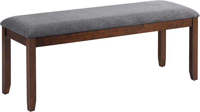 Giantex Dining Room Bench with Upholstered Padded Seat, 660lbs Capacity, 47.5" x 15.5" x 19.5" Ottoman, Wood Kitchen Table Bench for Entryway, Bedroom End of Bed, Grey