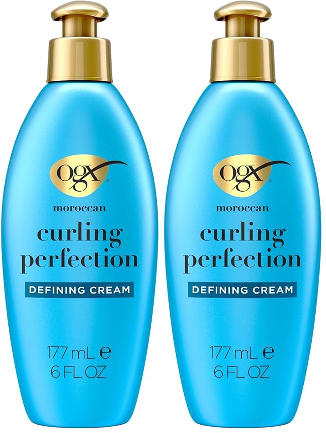 OGX Argan Oil of Morocco Curl-Defining Styling Cream,Anti-Frizz Curl Cream for Curly Hair&All Textures,Cold-Pressed Argan Oil,Paraben-Free,Sulfate-Free Surfactants,Curly Hair Products,6 oz,(Pack of 2)