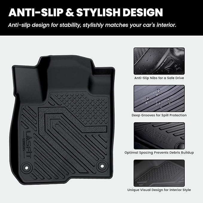LASFIT Floor Mats & Cargo Mat with Backrest Mat for Honda HRV 2027 2026 2025 2024 2023 Sport/LX/EX-L & for Acura ADX 2025-2026, All Weather TPE Custom Fit HR-V Floor Liner Accessories Full Set
