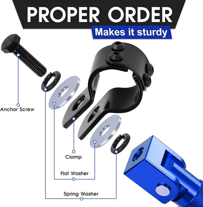 90 Degree Foldable Footpegs M8 Motorcycle Foot Pegs CNC Anti-Skid Footrest Passenger Pedal for Motorbike Mini Bike Dirt Pit Bike (Blue)