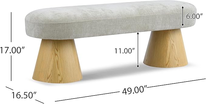 Christopher Knight Home Manila Chenille Upholstered Dining Bench, Modern Ottoman Bench, Wooden Entryway Bench, Comfort Long Spfa Footstool for Living Room Dining Room, No Assembly Needed, Oatmeal