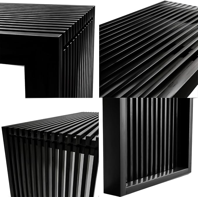 APRTAT Bamboo Dining Bench Indoor Small Benches Entryway Shoe Rack Benchs,Outdoor Modern Wood Benches 17 Inch Bamboo Bench for Living Room Hallway Bedroom Bathroom Black Small