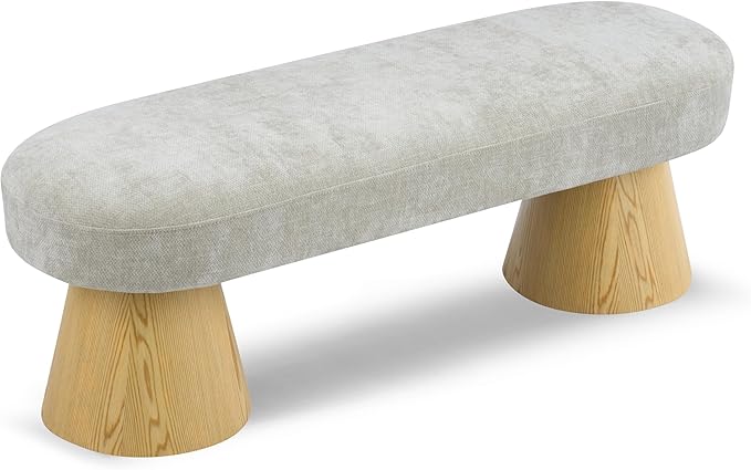 Christopher Knight Home Manila Chenille Upholstered Dining Bench, Modern Ottoman Bench, Wooden Entryway Bench, Comfort Long Spfa Footstool for Living Room Dining Room, No Assembly Needed, Oatmeal