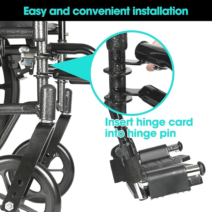 Universal Wheelchair Footrest Replacement - Adjustable Composite Footboard & Heel Loop, Foldable Comfort Support, Affordable, Black, Lightweight, Easy Installation