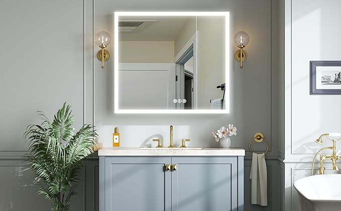 36x30 Inch Lighted Medicine Cabinet with Mirror, AL Alloy Frame, Plug-in or Hardwired, Recessed or Surface Mount, 3 Colors/Dimmable/Interior Sensor Light/Defog,2 Outlets & USBs,3 Shelves