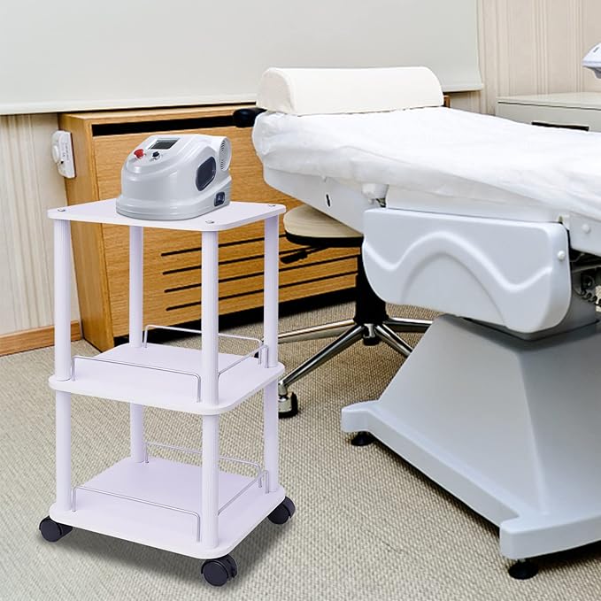 3 Tier Beauty Salon Trolley Cart Pedestal Rolling Cart Spa Stand Roller Trolley with Wheel Beauty Instrument Tray Rolling Cart Home Kitchen Dining Room Living Room Bathroom Bedroom