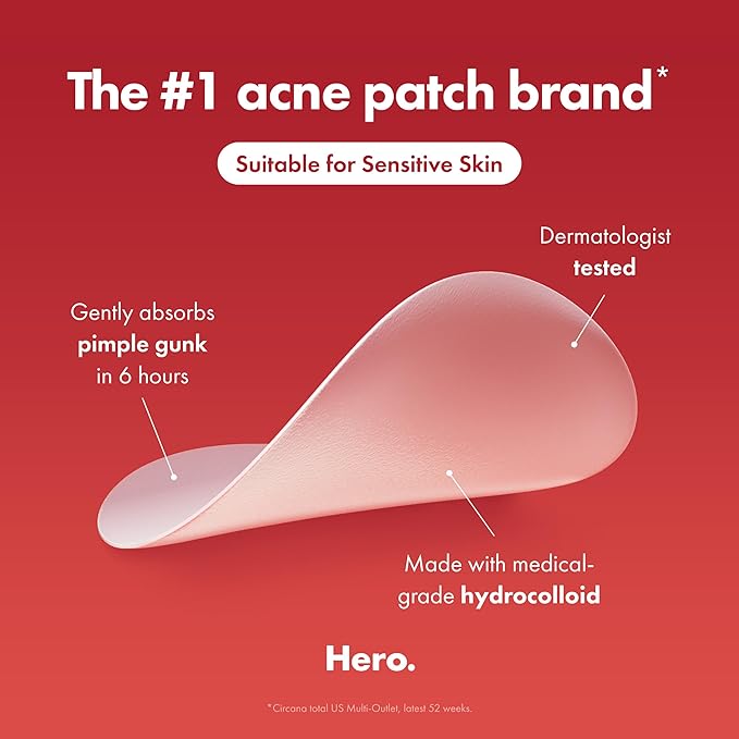 Mighty Patch Original Patch from Hero Cosmetics - #1 Hydrocolloid Acne Pimple Patches for Face, Shrinking Zits & Whiteheads in 1 Use, Nighttime Spot Pimple Stickers for Face, 36 Count