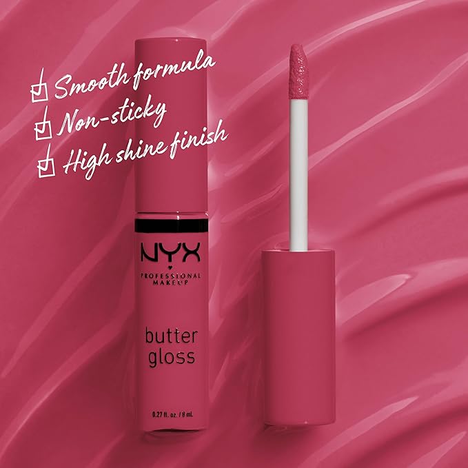 NYX PROFESSIONAL MAKEUP バターグロス（べたつかないリップグロス） - ストロベリーチーズケーキ（ウォームピンク）