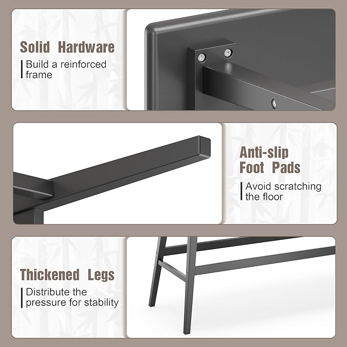 Bamboo Dining Bench, Entryway Bench with Spindle Back Farmhouse Wood Windsor for Foyer Balcony Living Room (Black)