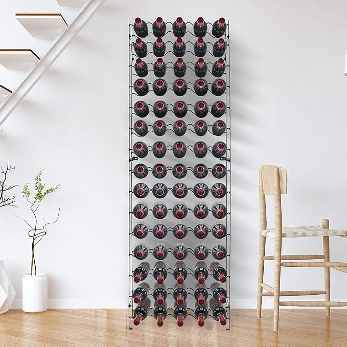 Sorbus Wine Rack Freestanding Floor - Wine Bottle Holder Holds 75 Bottles of Wine - 75 Bottle Capacity Wine Storage for Any Bar, Wine Cellar, Kitchen, Dining Room (New Improved Design)