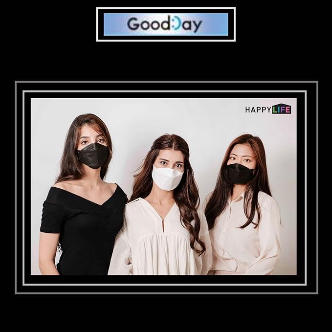 (Pack of 20) Korea Black Disposable KF94 Face Masks 4-Layer Filters Breathable Comfortable Protection, Protective Nose Mouth Covering Dust Mask Made in Korea