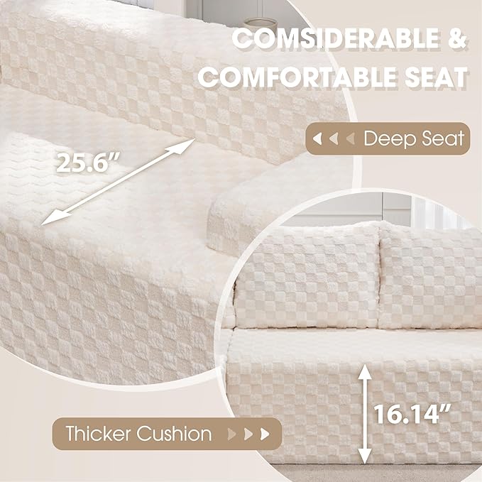Hobestluk Modular Sectional Sofa Boneless Couch L-Shape Couch 3 Seat Modular Couch Memory Foam Sectional Couches for Living Room Furniture, Cloud Couch with Chaise Lounge (96" Left Facing Chaise)