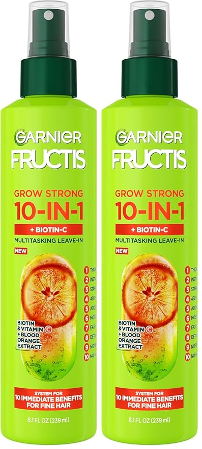 Garnier Fructis Grow Strong Thickening 10-in-1 Spray,Biotin-C,8.1 Fl Oz,(Packaging May Vary),(Pack of 2)