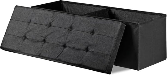ZENY 43.3 Inches Folding Storage Ottoman Bench with Hidden Storage, Foot Rest Stool, Chest for Living Room, Bedroom (Black)