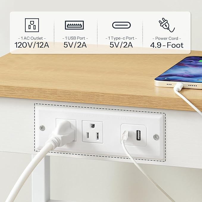 HOOBRO Side Table with Charging Station and USB Port, Small End Table for Small Space, 3-Tier Nightstand with Adjustable Shelf, for Living Room, Bedroom, Natural and White WN112BZ01