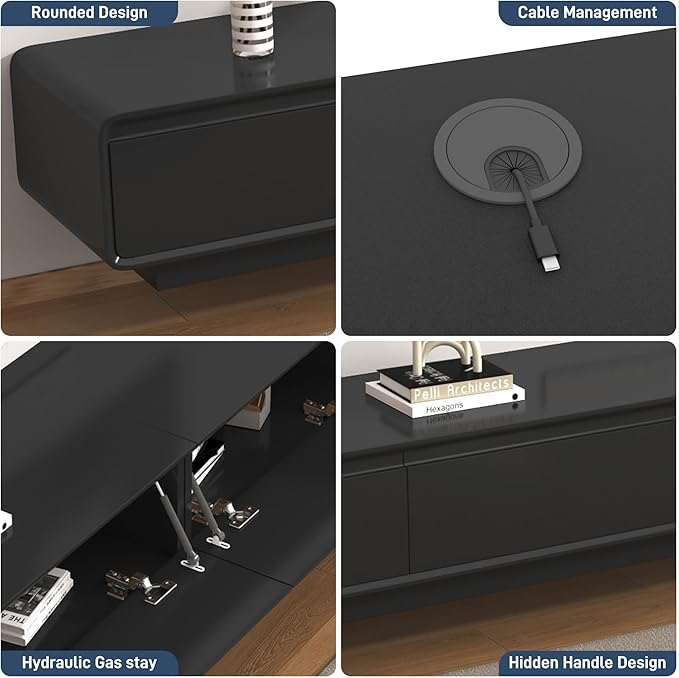chartustriable 94.5" Minimalist Floating TV Stand for TVs up to 100 Inches, Modern Wall Mounted Media Console with 2 Drawers, Entertainment Center for Living Room, Black