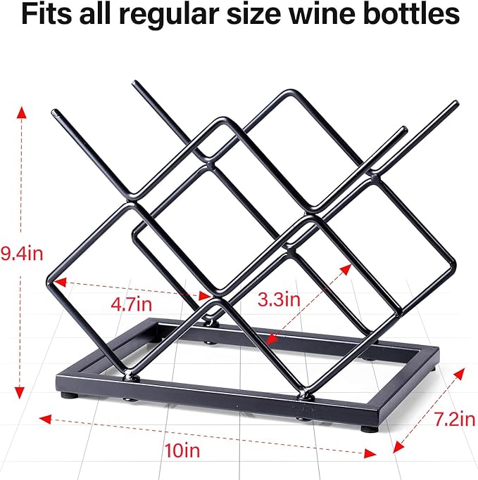 Countertop Wine Rack - 5 Bottle Freestanding Modern Gold Metal Small Wine Rack - Tabletop Wine Holder Stand for Cabinet, Pantry, Wine Bottle Storage