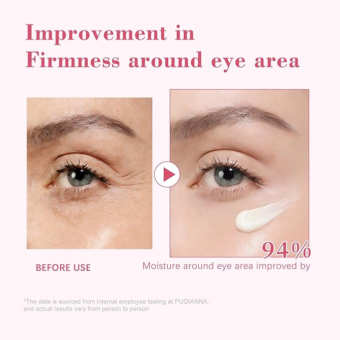 PUQIANA Eye Cream with Caffeine, Retinol & Acetyl Hexapeptide-8 - Anti-Aging, Hydrating, Lifting & Firming, Reduces Fine Lines & Wrinkles, Infused with Niacinamide & Hyaluronic Acid
