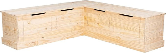Linon Harris Unfinished Wood Backless Nook with Interior Storage