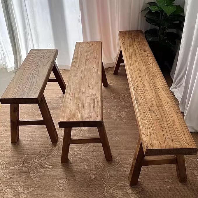 Narrow Entryway Bench Farmhouse Wood End of Bed Bench 20" 32" 39" 47" 55" 63" 71" 79" Sturdy Stable Skinny Long Benchs for Bedroom Hallway Dining Room Porch Easy to Assemble Natural Finish(71")