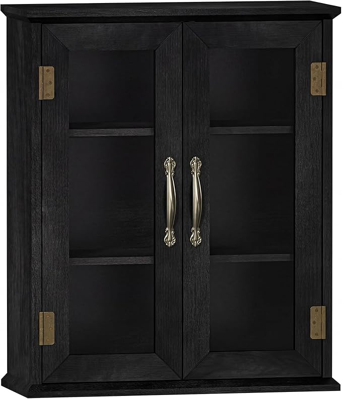 ChooChoo Bathroom Wall Cabinet, Medicine Cabinet with Acrylic Doors, Wall Mounted Over The Toilet Storage Cabinet with Adjustable Shelves for Bathroom, Kitchen, and Laundry Room, Black