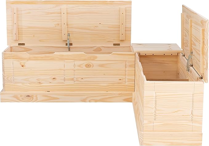 Linon Harris Unfinished Wood Backless Nook with Interior Storage