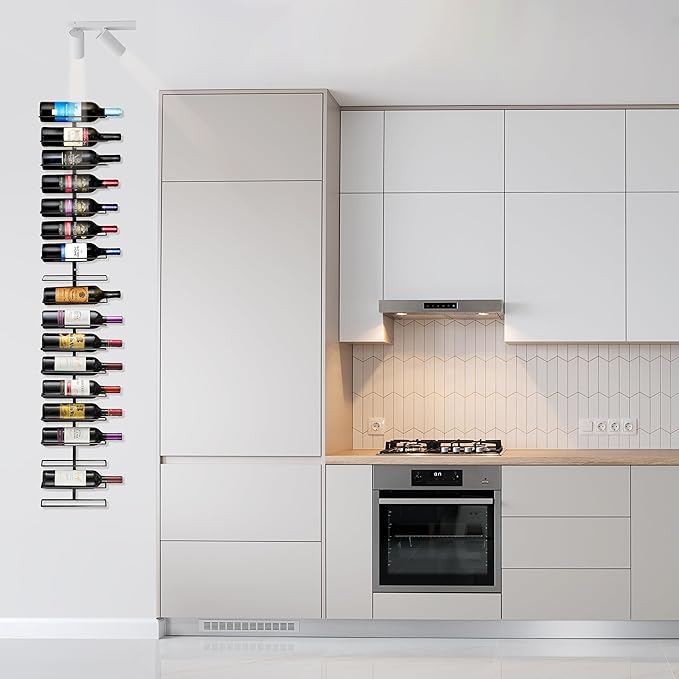 Sorbus Wall Mount Wine Rack – Holds 12 Bottles – Black Metal Wine Bottle Holder for Wall, Modern Wine Rack for Home Bar, Kitchen