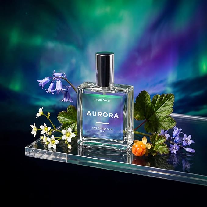 Lucid Coast Aurora Extrait de Parfum - 1.1oz / 30ml - Inspired by Laila The Essence of Norway - Fresh, AIry and Clean Mountain Scent - Notes of Watermelon & Wildflowers - Vegan Perfume Made in the USA