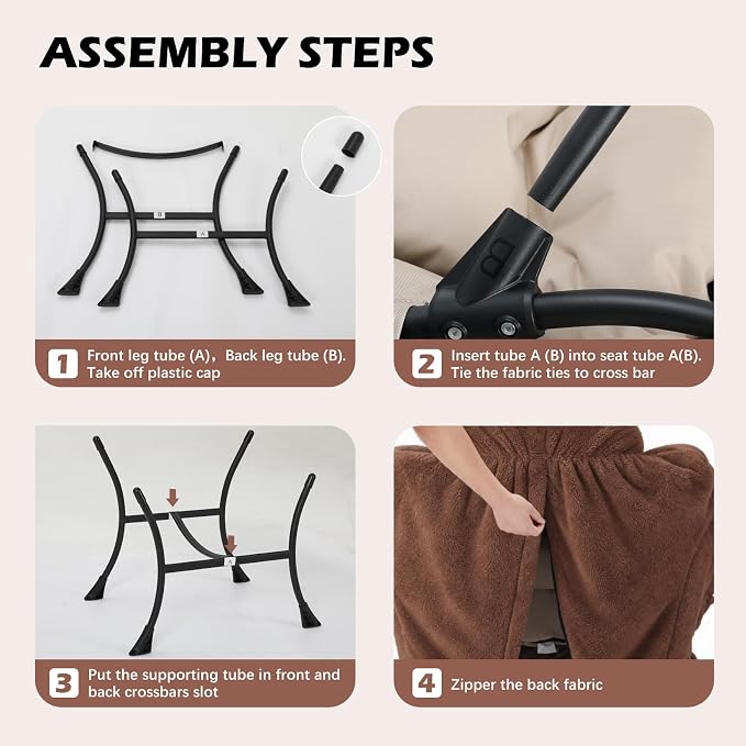 Lazy Chair with Folding Ottoman,Leisure Sofa Chair,Soft Fabric Armchair with Armrests and Side Pockets, Reading Chair with Footrest for Living Room, Bedroom, Office (Plush Dark Brown)