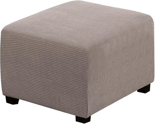 H.VERSAILTEX Ottoman Cover Slipcover Rectangle Fit Length 35"-45" Footrest Sofa Slipcovers Stool Cover Footstool Protector Covers Feature Stretch Thick Soft Jacquard Fabric Removable Washable - Taupe