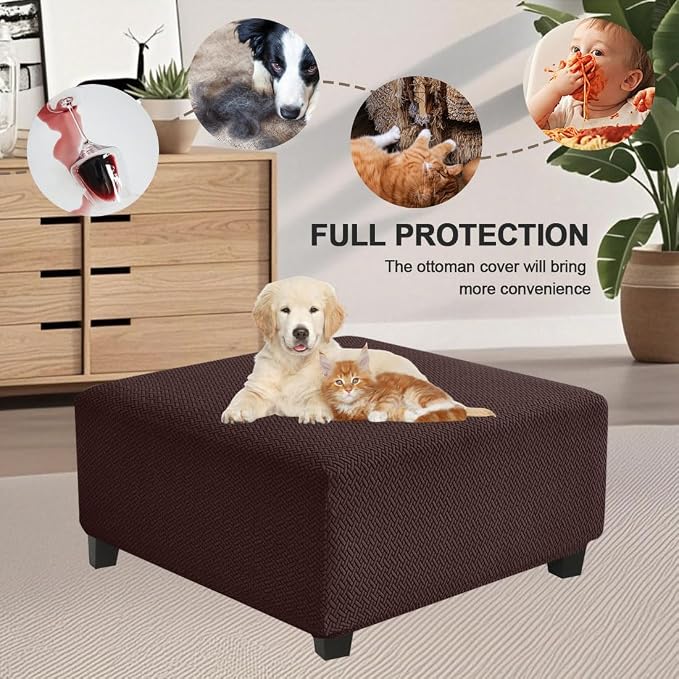 Levoberg Waterproof Square Ottoman Cover Large Square Folding Storage Ottoman Bench Slipcovers Footrest Stool Covers Oversized Ottoman Coffee Table Covers Cube with Elastic Bottom L Coffee