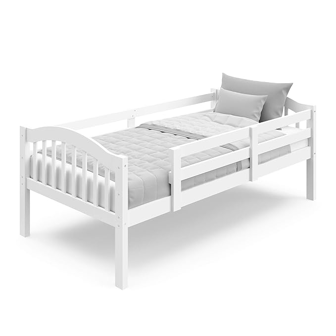 Storkcraft Long Horn Twin-Over-Twin Bunk Bed (White) - GREENGUARD Gold Certified, Converts to Two Twin Beds, Wood Bunk Bed for Kids Bedroom