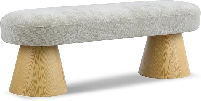 Christopher Knight Home Manila Chenille Upholstered Dining Bench, Modern Ottoman Bench, Wooden Entryway Bench, Comfort Long Spfa Footstool for Living Room Dining Room, No Assembly Needed, Oatmeal