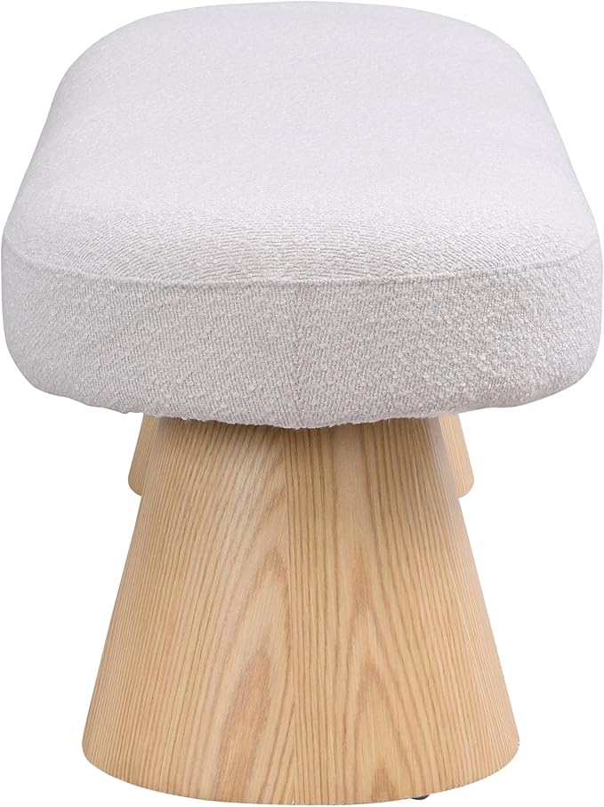 Christopher Knight Home Manila 49" Oval Dining Bench, Boucle Ottoman Bench, Large Dining Chair, Comfort Kitchen Seating, Comfort Long Footstool for Living Room Dining Room, No Assembly Needed, Beige