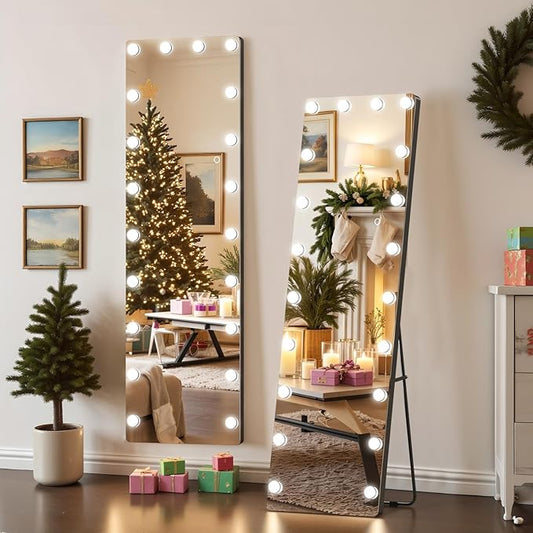 Kosmonia 62x20 Hollywood Full Length Mirror with Light, 20 Dimmable Bulbs & 3 Color Smart Touch Control, Distortion Free, Tempered Glass, Safe Full Body Mirrors with Stand