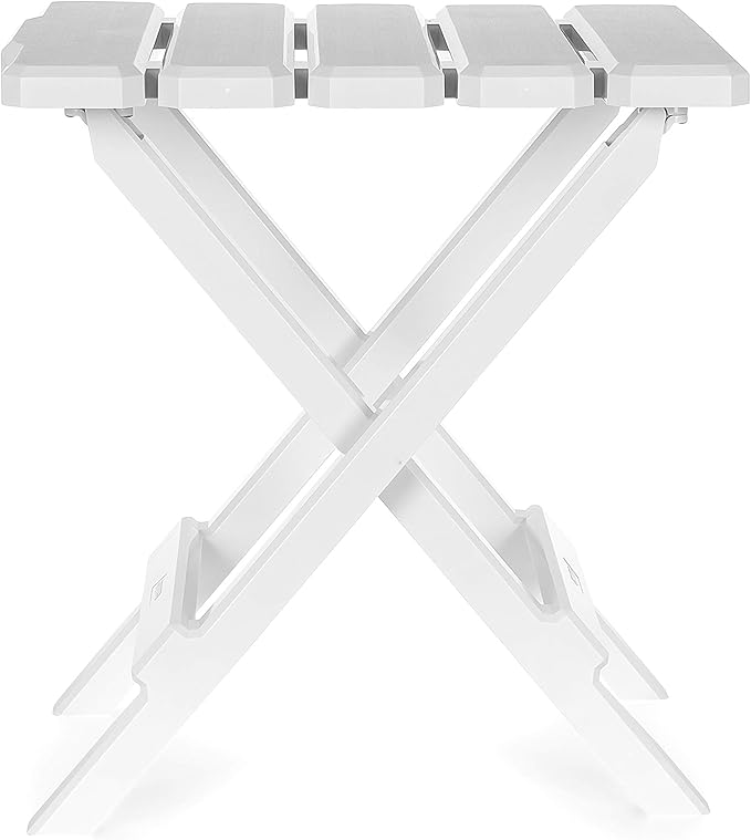 Camco Adirondack Style Folding Plastic Large Table with Footrest Design and Easy to Setup Construction for Indoor or Outdoor Use, White