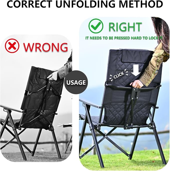 Reclining Camping Chair for Adults Heavy Duty 2 Pack, Folding Recliner Lawn Chairs with 6-Positions Adjustable High Back, Portable Patio Lounge Chairs for Outdoor Poolside Sports Beach